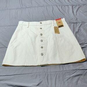 Levi's Cream Button-Front Mini Skirt